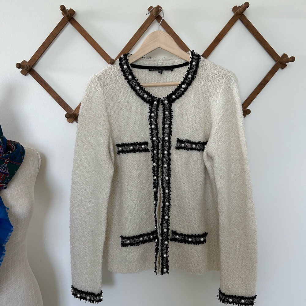 💫WHBM | Chic Cream and Black Tweed Jacket